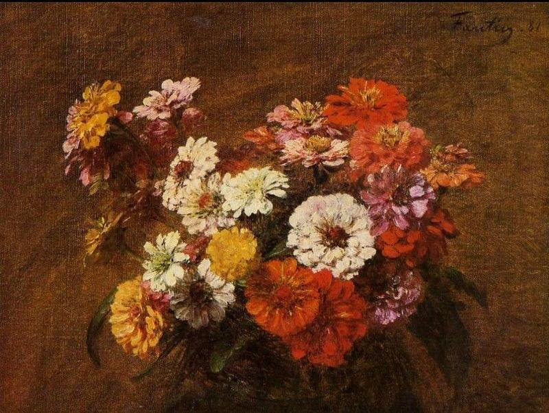 Henri Fantin-Latour Zinnias in a Vase
